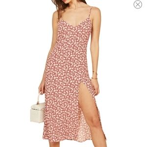 Reformation Crimini red floral slip dress 0